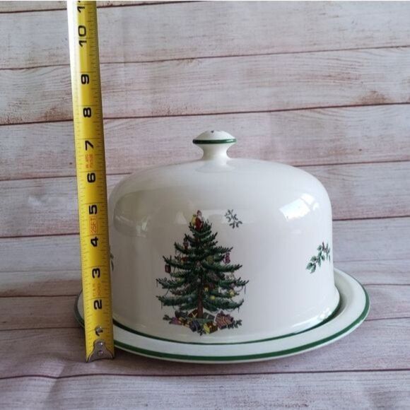 Spode Christmas Tree Ceramic Serving/Cheese Platter and Dome Plate Holidays - Picture 8 of 13